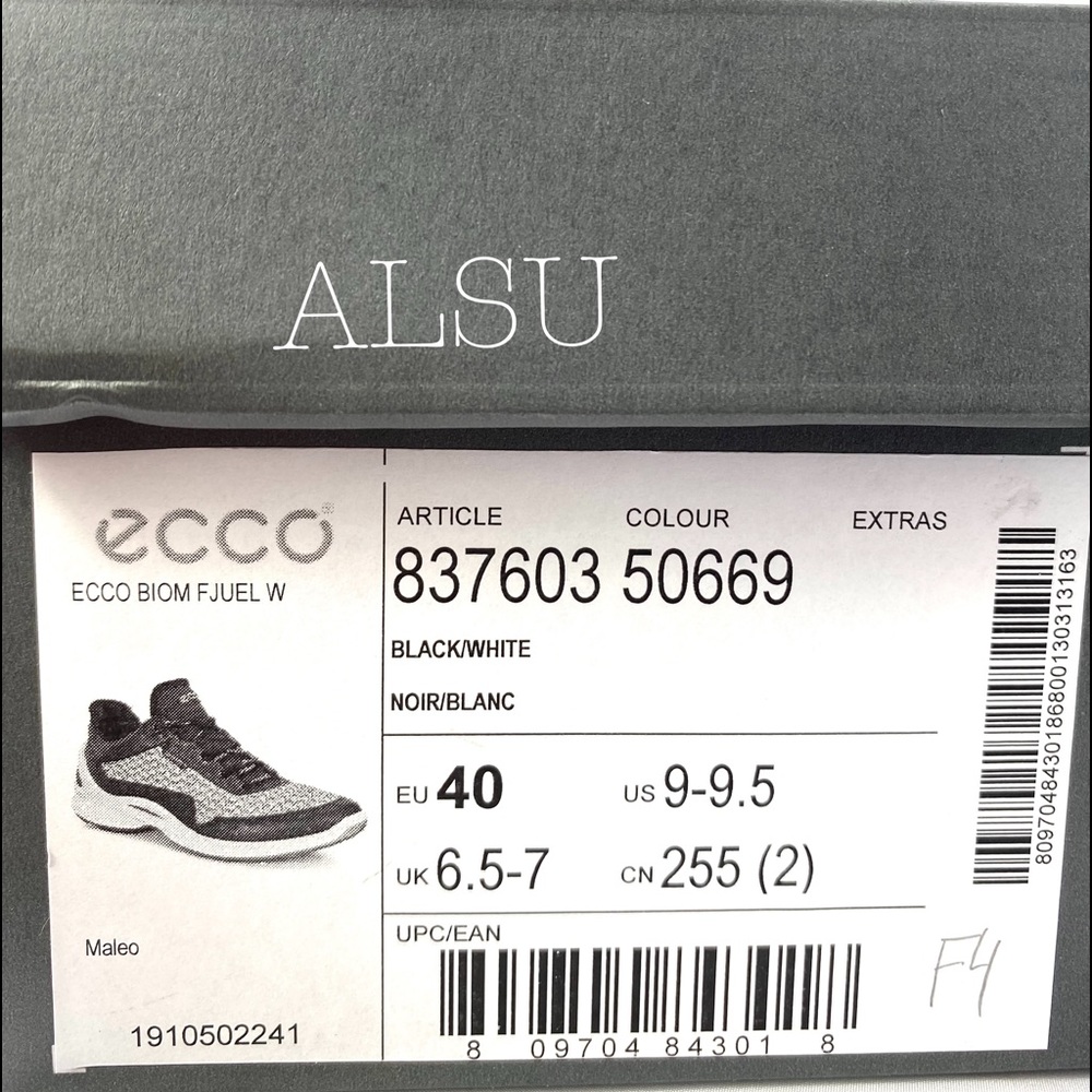 ECCO Biom Fjuel Leather Canvas Black White W - Picture 7 of 8